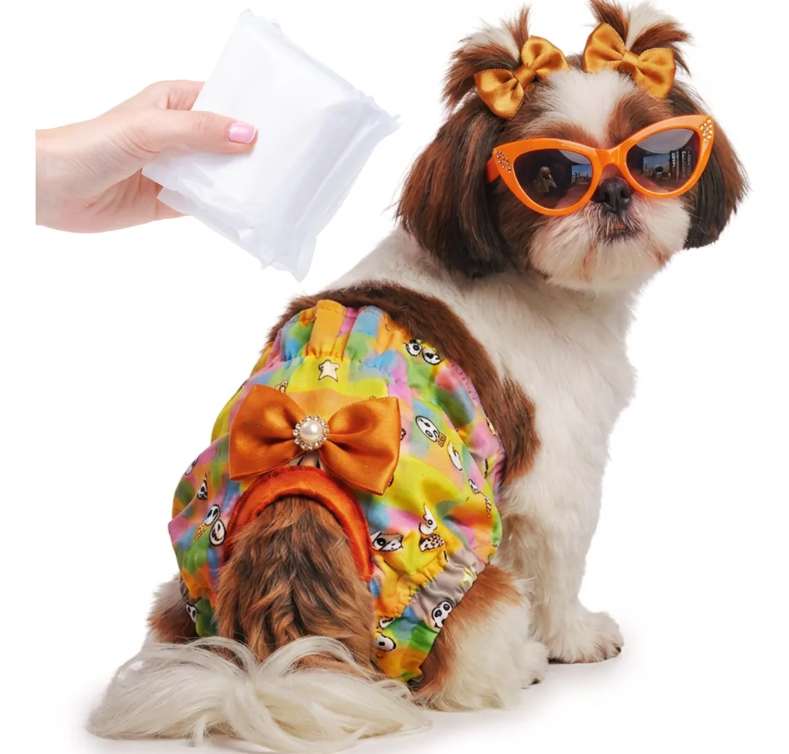 Calcinha pet higiênica com 3 absorventes